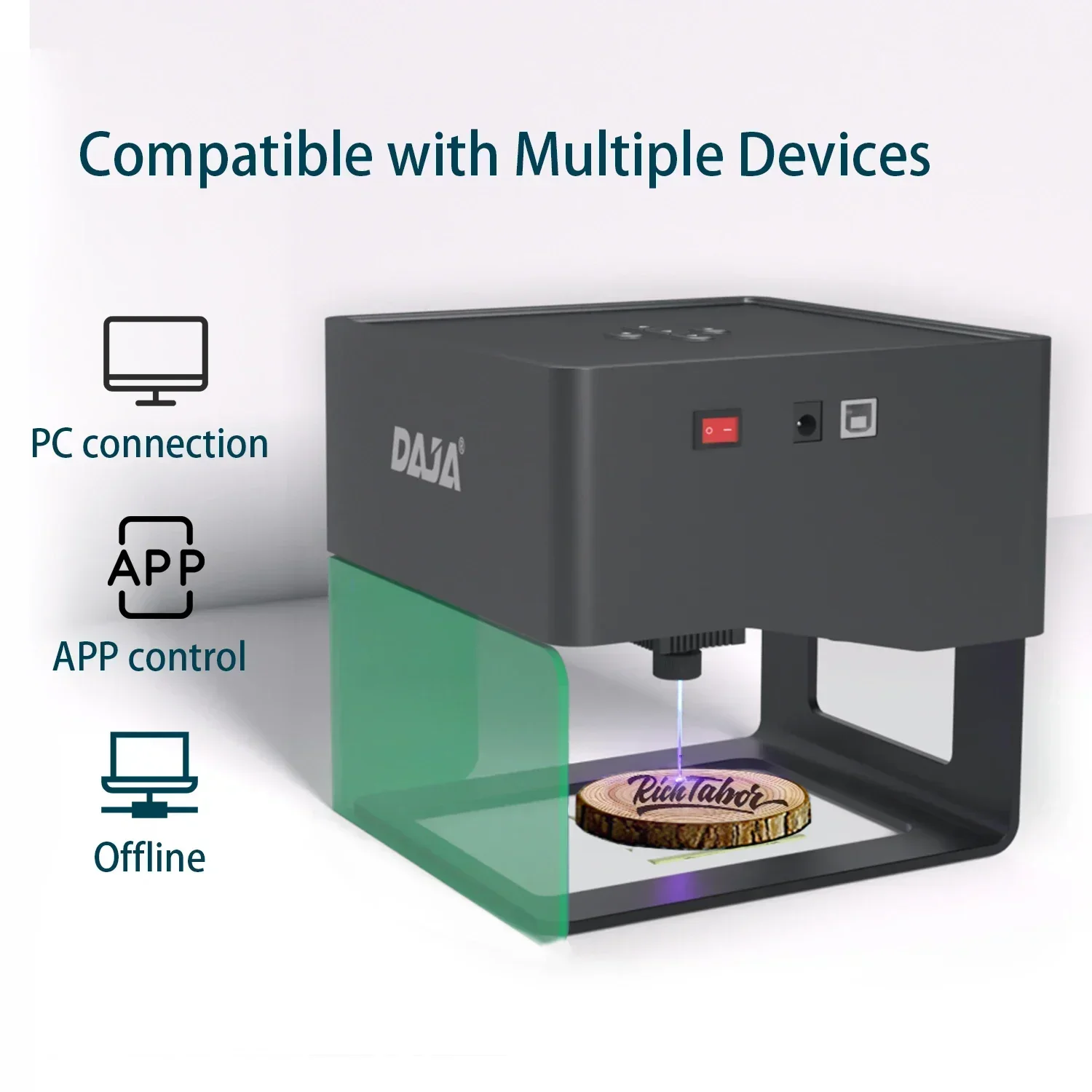2025DAJA DJ6 3W Mini Engraver,DIY Woodworking Wood Plastic Engraving Machine Fast Mini Logo Mark Printer Cutter