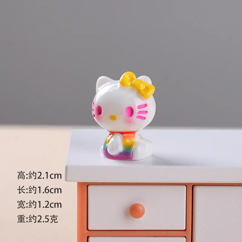 Hello Kitty Ornaments Summer Rainbow Candy Series Toys Cute KT Cats Anime Figure Doll Model Toys