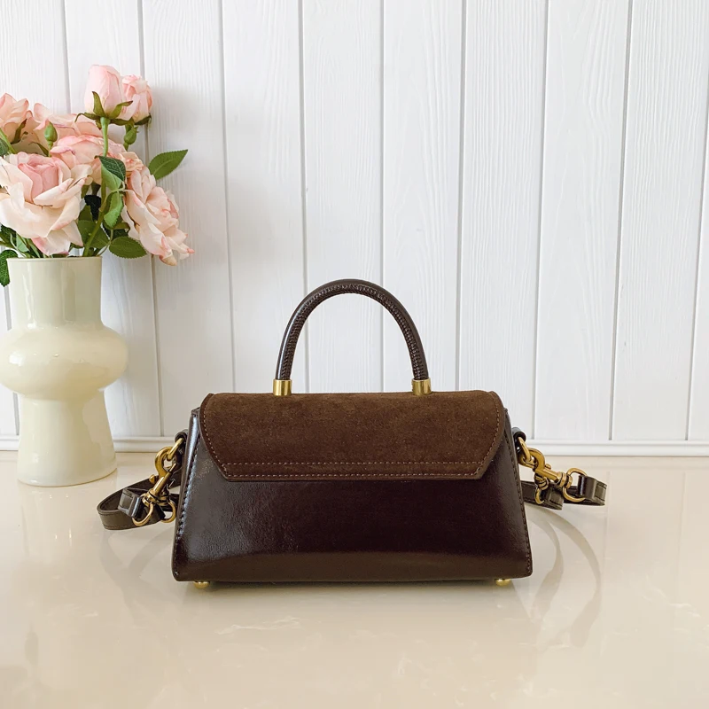 

Женская винтажная сумка через плечо для повседневного офиса с металлической фурнитурой из искусственной замши, вместительный интерьер