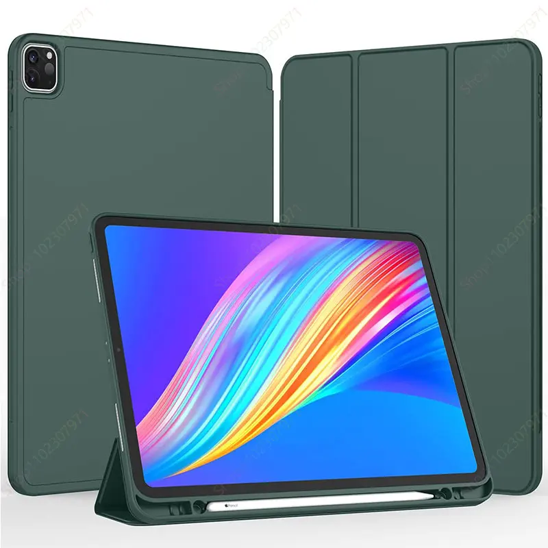 

New iPad Case for iPad Pro 12.9 2022 with Pencil Holder Silicone Funda iPad Pro 12.9 Case 2021 2020 iPad Pro 5th/6th Generation