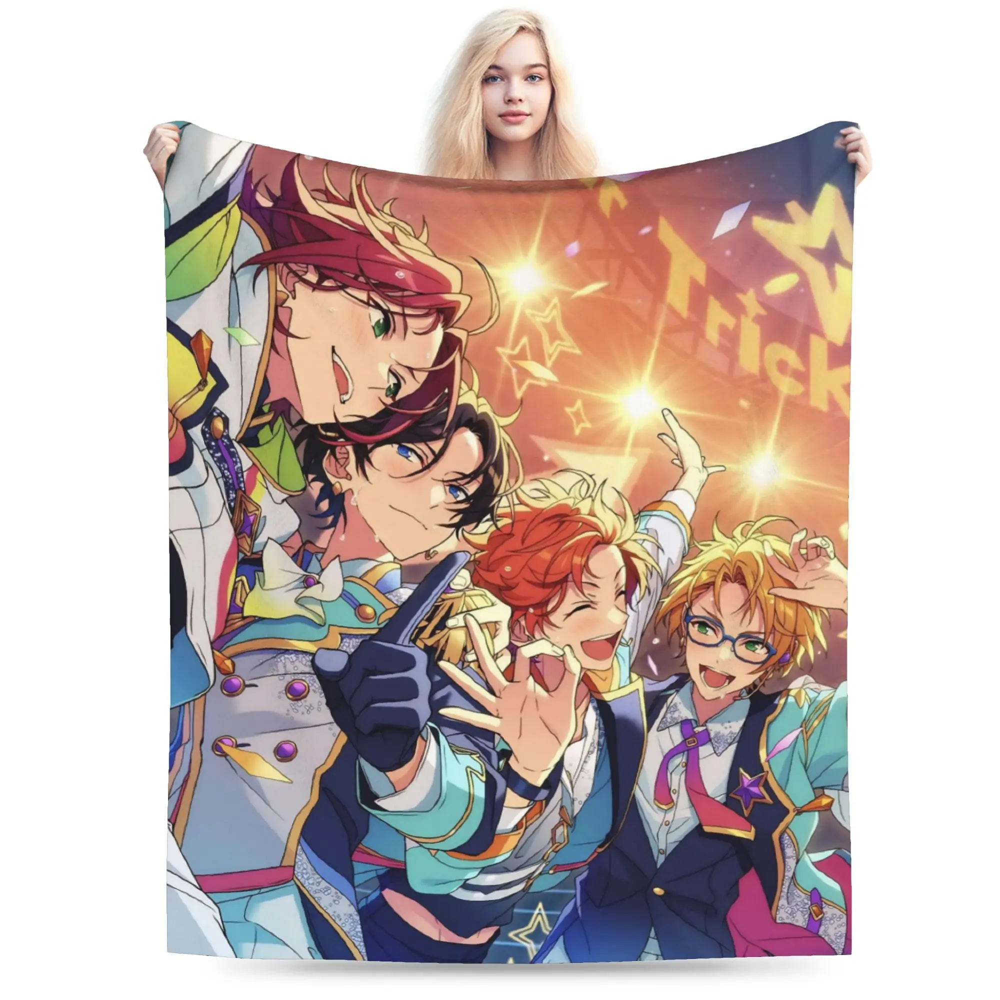 Comfortable E-Ensemble-Stars Blanket Stuff Bed Decorative  Throws And Blankets Super Soft Flannel for Car