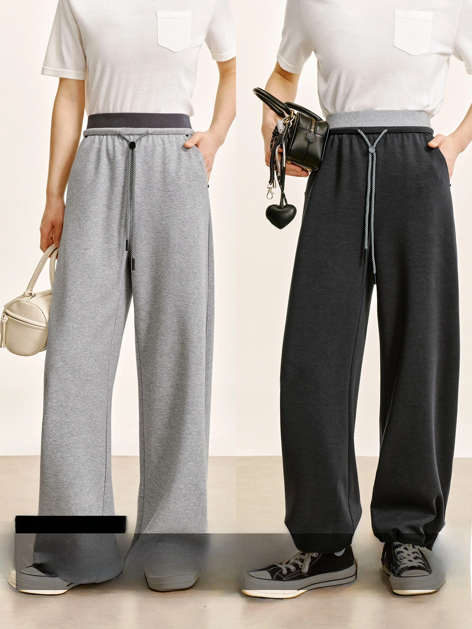 

CA High Waist Wide Leg Straight Cut Loose Casual Pants Women's Spring Dstring Sweatpants Cloud Sensation Comfortable