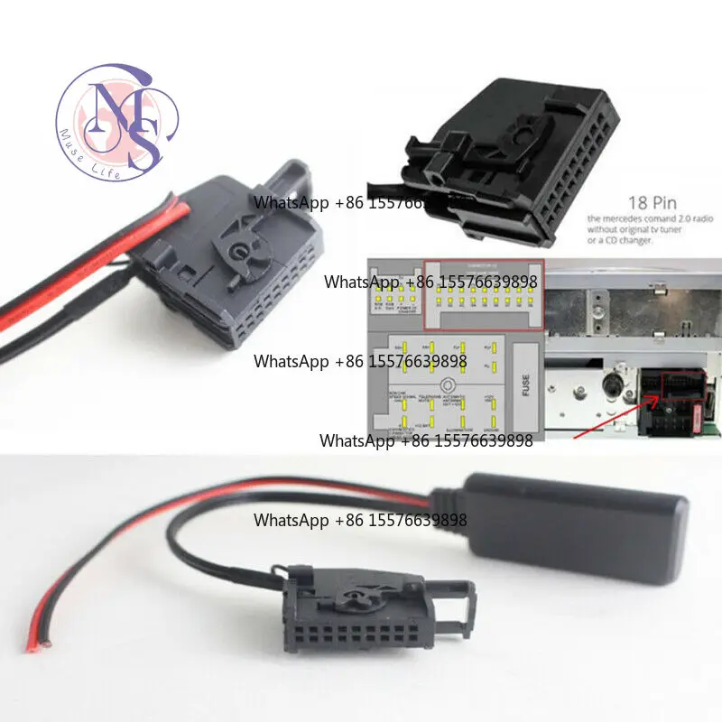 Bluetooth AUX Cable Adapter with Microphone, Car Stereo Audio Harness for Audio Upgrade