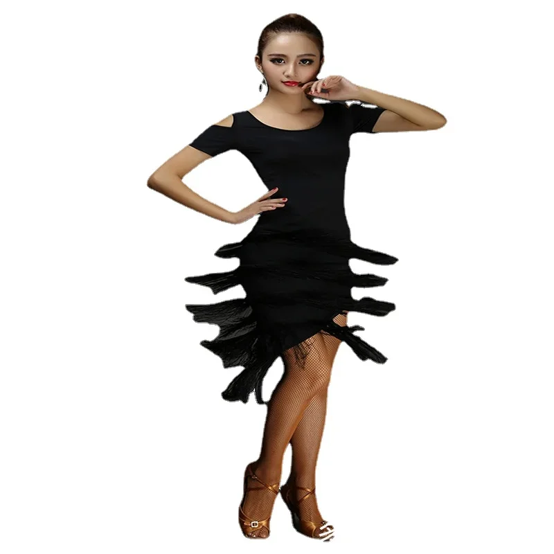 Multi-layer Fringe Latin Dance Skirt Practice Dress Rumba Danc Salsa Dance Latin Dancing Tassel Dress Professional Suit Female