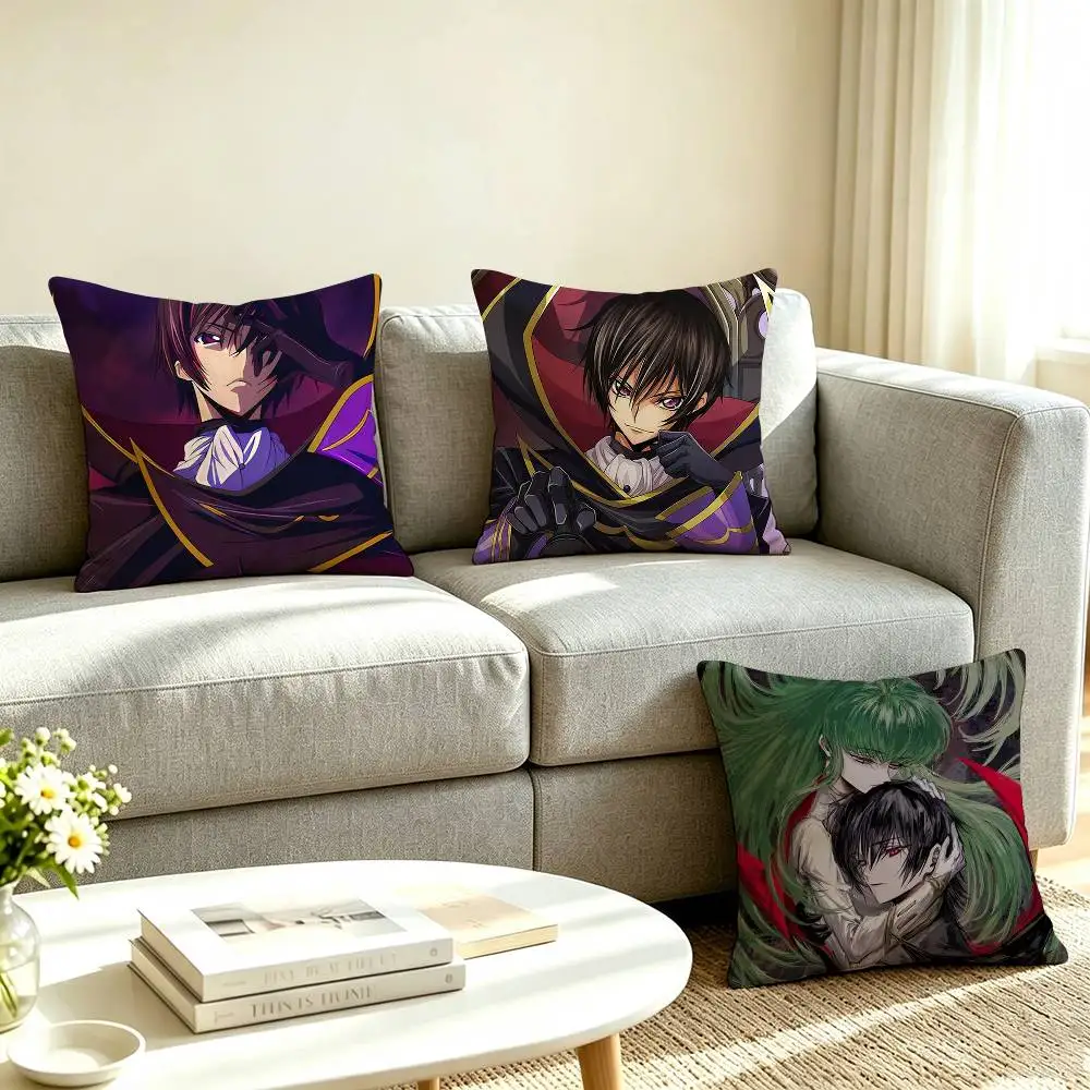 C-Code Geass Lelouch Anime  Pillow Case Square Double-Sided Sofa Cushion Cover Bedroom Bedside Pillow