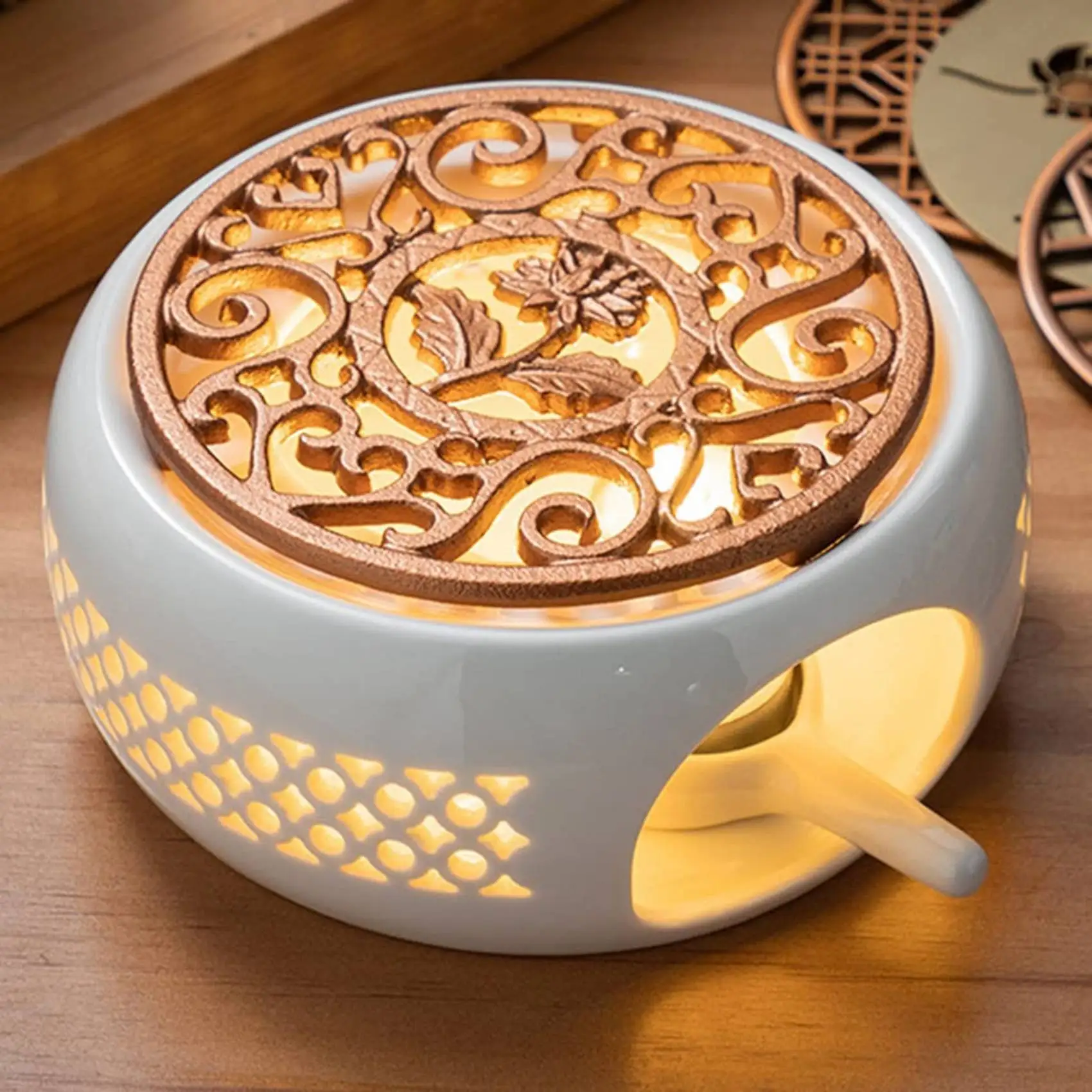 Ceramic Teapot Warmer Holder Base Tea Warmer Insulation Base Tea Coffee Water Warmer Candle Heating Base Holder Teaware