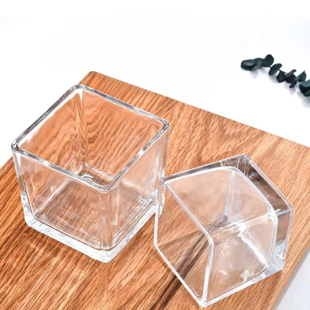 Geometry Square Candlestick Incense Making Candles Jar Supplies Transparent Glass Home Bedroom Desktop Decor DIY Tea Cup Gifts