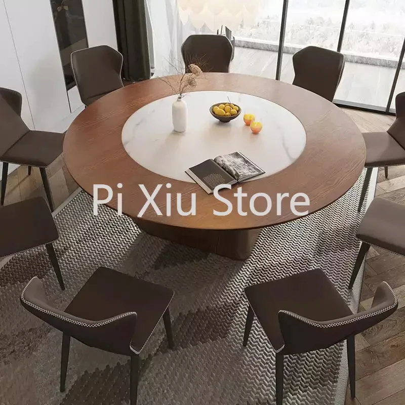 

Round Dining Table With Chairs Large Villa With Turntable Simple Wooden Furniture BIG Solid Wood Dining Table Home Furniture