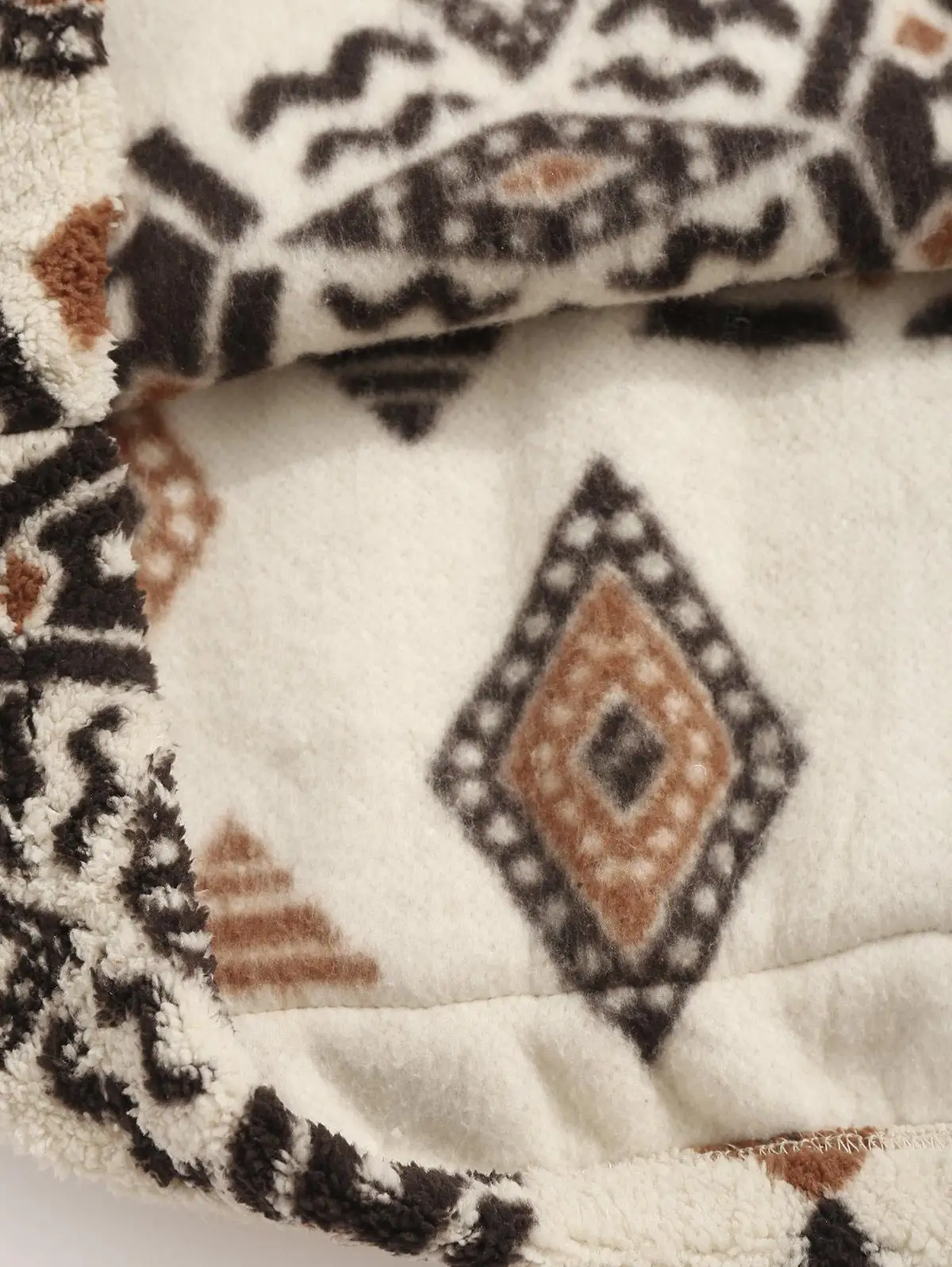 ZAFUL Faux Sherpa Tribal etnische print Teddy sweatshirt met kwartrits