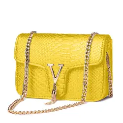 Bolsos de lujo de diseñador para mujer, bolsos de hombro cruzados de piel sintética de cocodrilo, amarillo y dorado, europeo y americano