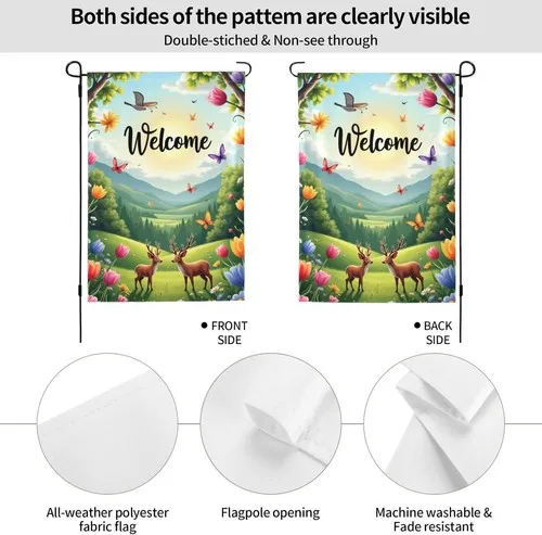 Welcome Spring Summer Garden Flag Double Sided Beautiful Landscape, 12X18 Inch XXQ