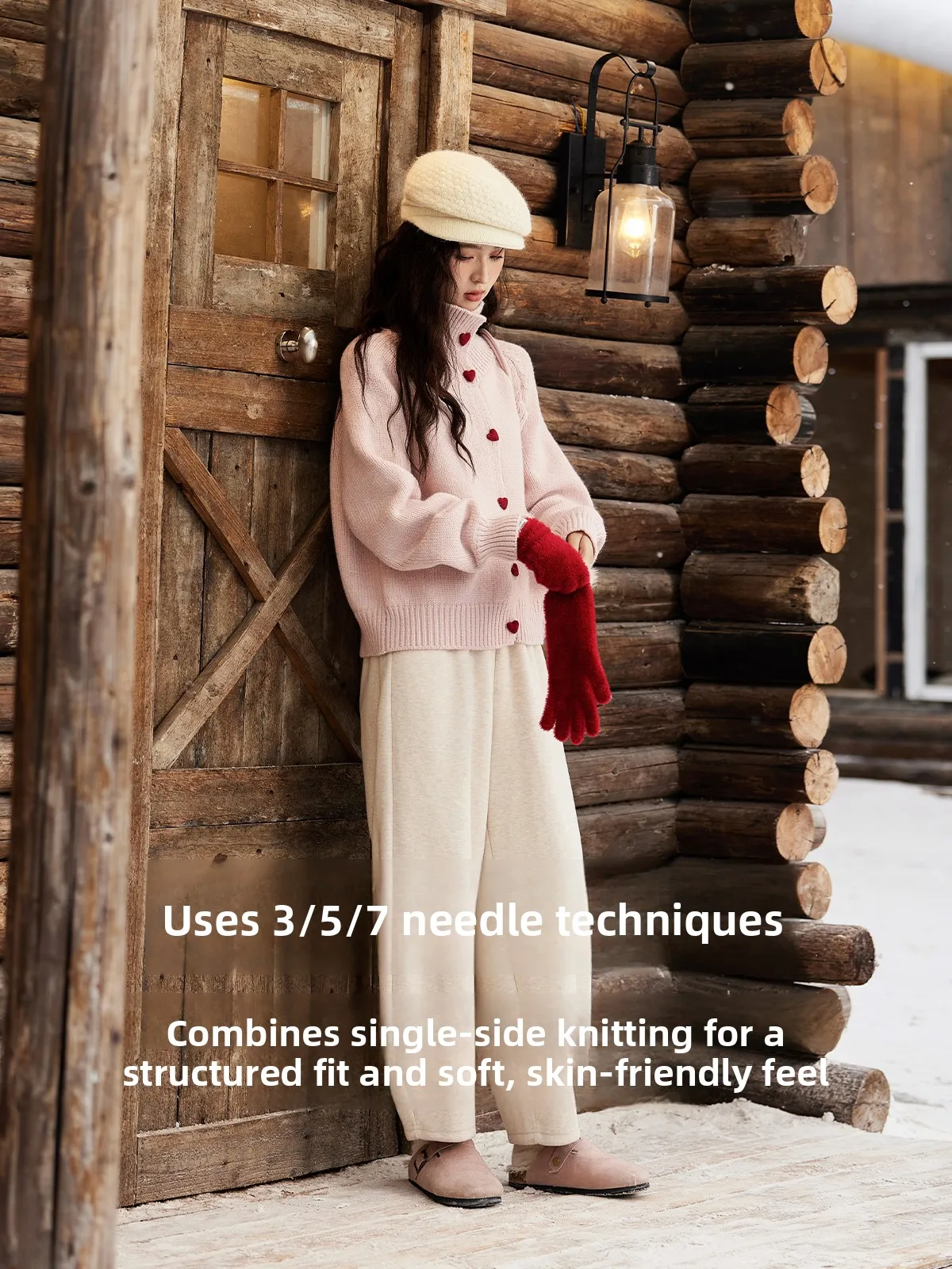 미쇼 컬러 블록 하트 버클 스웨터 코트 여성용 루즈 두꺼운 니트 오픈 가디건 탑 패셔너블 가을 겨울