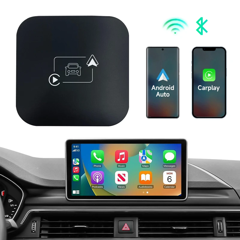 Wireless Carplay ke Android auto Closed 3-in-1 mobil asli berkabel ke kotak carplay nirkabel