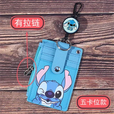 Porte-cartes rétractable Disney TureconflicNeck, carte de repas du campus, coque pour carte d\'identité, étui en cuir, prise de bus multi-cartes,