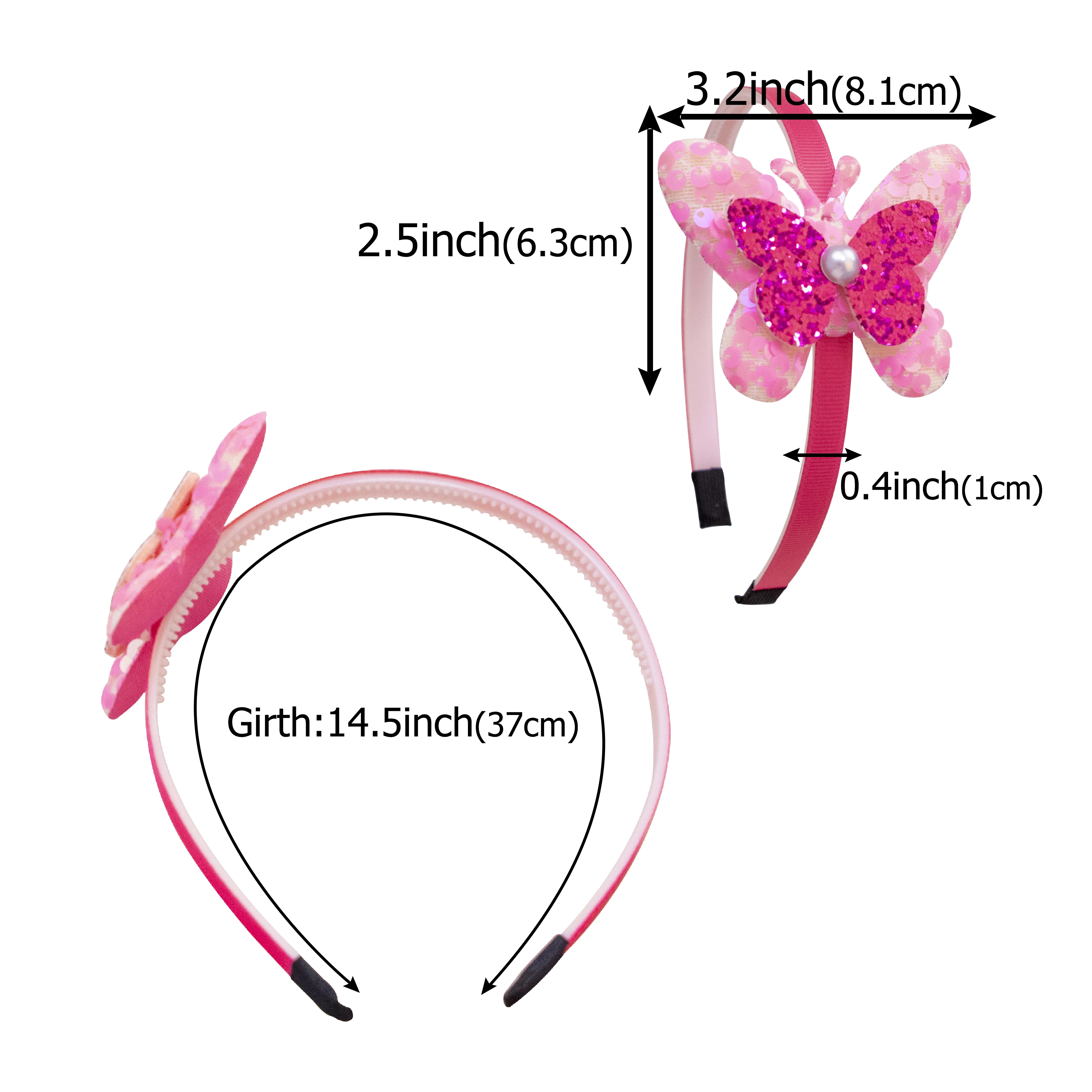 1pc Glitter Double Butterfy Headbands Cute Kids Plastic Hairbands Girls Party Hair Accessories