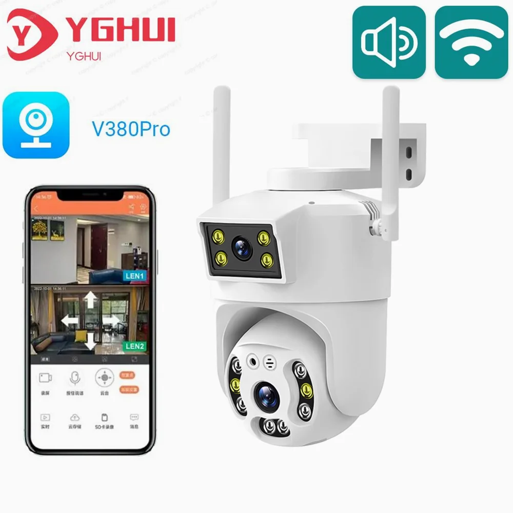 

4MP V380 Pro Dual Lens Security Camera Full Color Night Vision Auto Tracking Waterproof Outdoor WIFI IP Camera