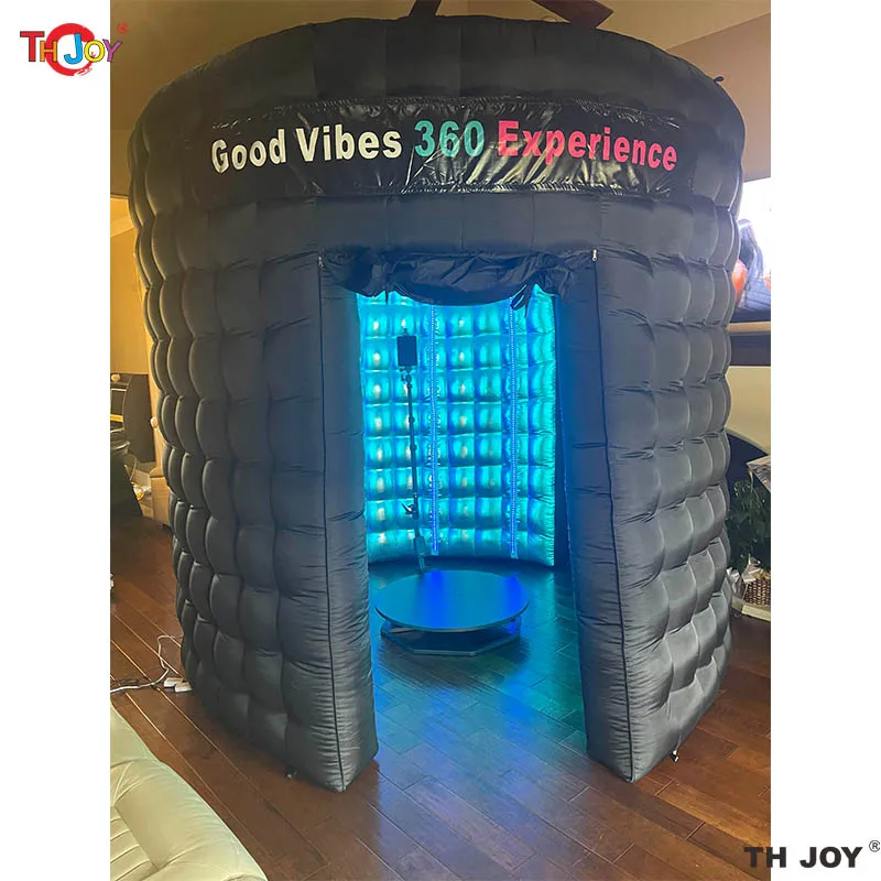 10ft gonflable boîte de nuit fête Cube tente conception ronde Photobooth toile de fond gonflable Led 360 Photo stand enceinte