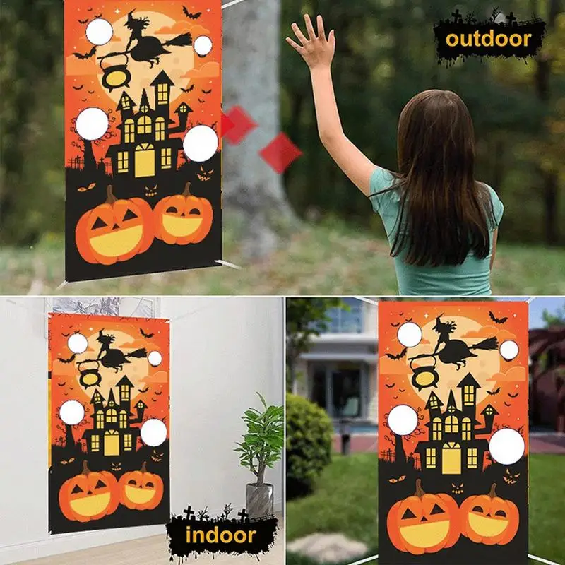 Halloween Toss Game Banner 3 Bean Bags Halloween Ghost Throwing Game Banner Kids Children Family Party Halloween Night Theme