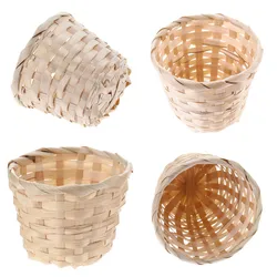 Bamboo Basket 1 Pcs Small Desktop Debris Storage Woven Flower Basket Bamboo Wood Woven Basket Two Sizes Optional