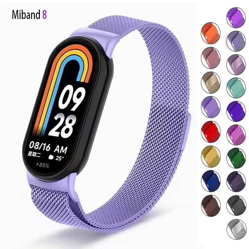 Ersatzbänder für Xiaomi Mi Band 8 NFC Metall-Magnetarmband Miband 8 Smartwatch Milanese Loop-Armband für Smart Band 8