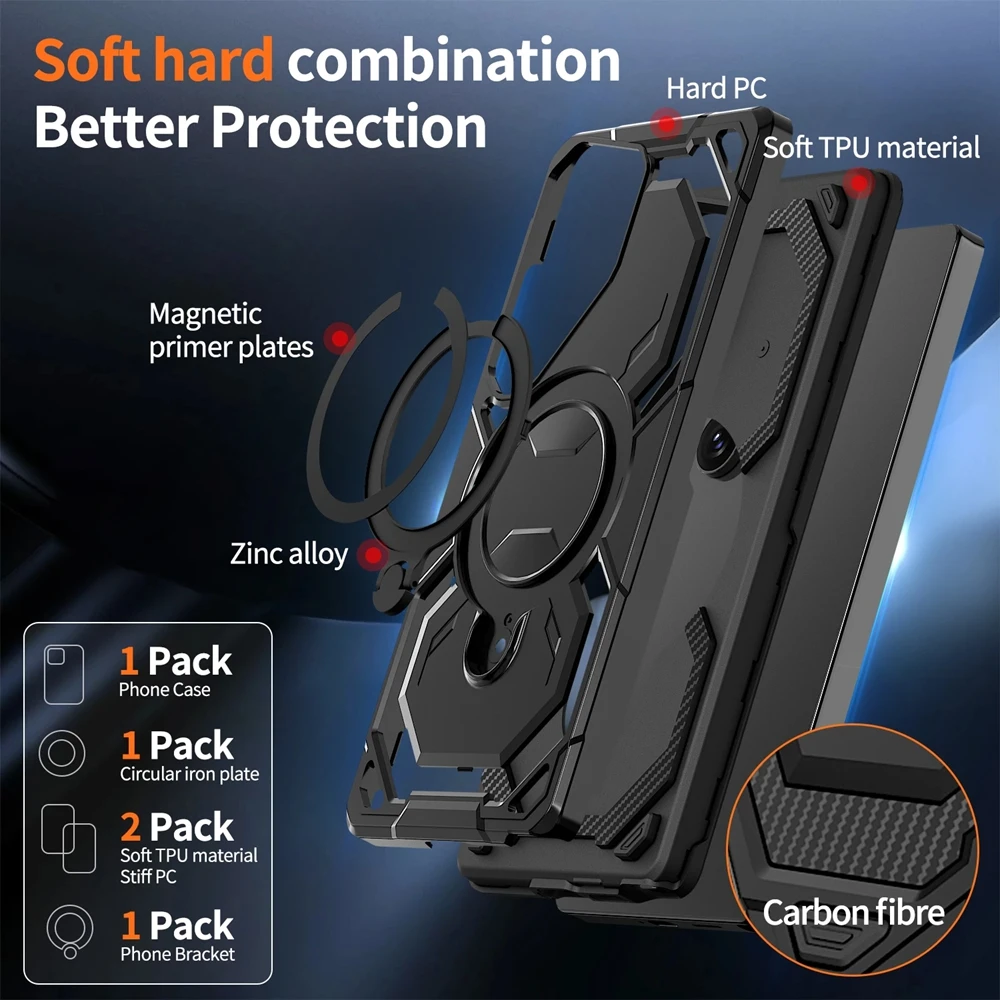 Magnetische Sagsafe Armor Hülle für Samsung S26 S25 S24 S23 Plus Ultra FE Edge A56 A55 A36 A35 A26 A25 A16 A15 A06 mit kabellosem Laden – Detail 4