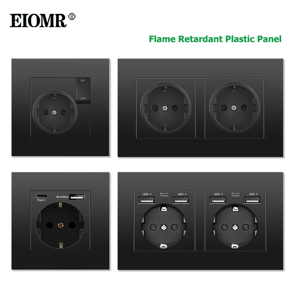 

Стандартная электрическая розетка EIOMR EU, розетка для зарядки мобильного телефона USB Type-C, электрическая розетка для бытовой техники 16A 220 В
