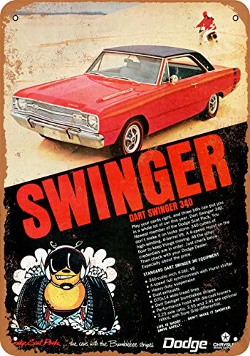 Metal Sign - 1969 Dodge Dart Swinger 340 - Vintage Look Wall Decor for Cafe beer Bar Decoration Crafts