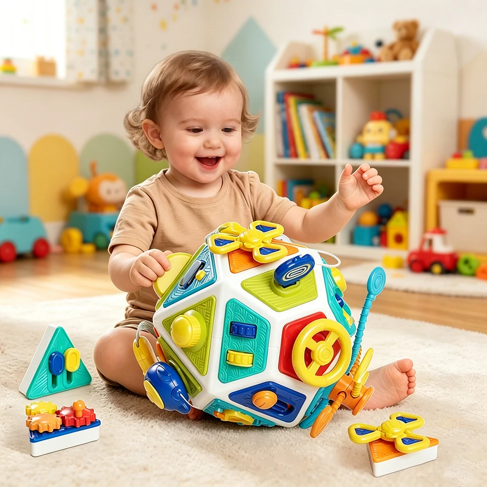 22-in-1 Baby Busy Board Activity Cube Toys Montessori Toy Educational Learning Sensory Travel Toys for Infant Christmas Gifts