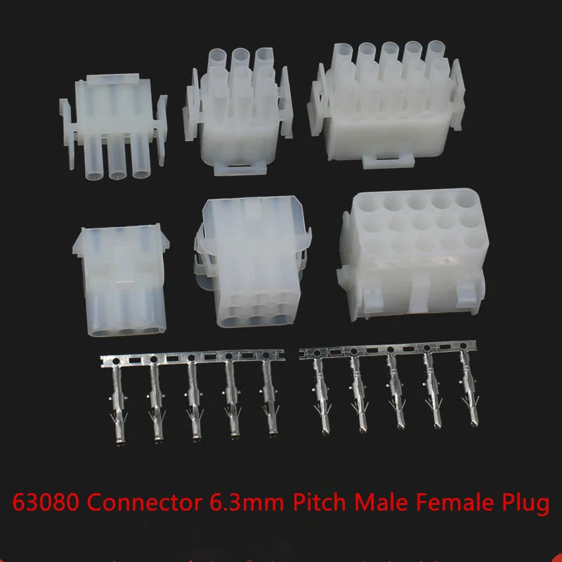 63080 Connector 6.3mm Pitch Male Female Plug And Socket Terminal Elevator Plug Connector Single Double Row 2P 3P 4P 5Pin