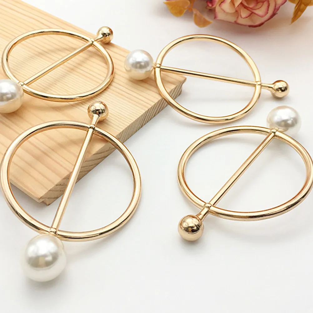 

5Pcs Premium Alloy Vintage Pearl Scarf Buckle Clip for Silk Scarf Shawl Napkin Holder Elegant Women Accessory Clothes Decor