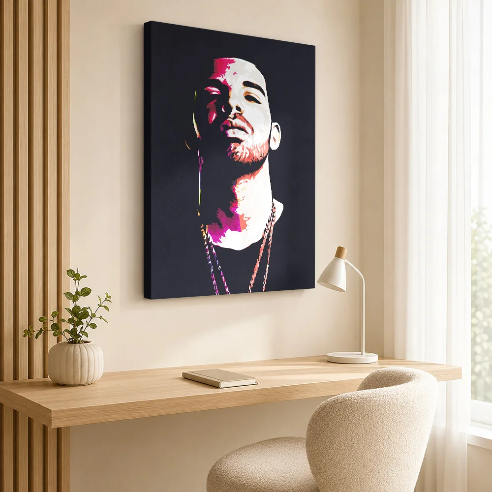 Drake Framed Canvas Print Poster Customized Photo Retro Music Wall Art for Studio Bedroom Decor Collectible Ready to Hang Gift