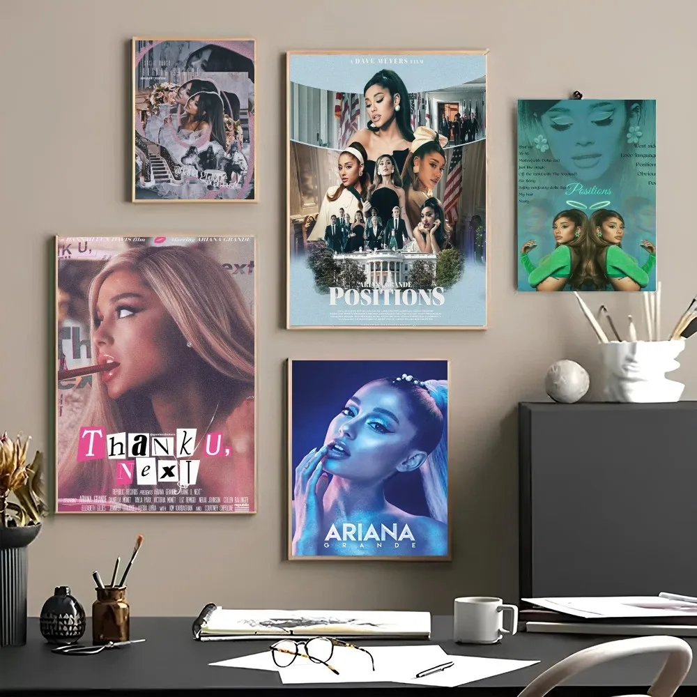 1pc Singer Poster Self-adhesive Art Waterproof Paper Sticker Coffee House Bar Room A-Ariana Grande Wall Decor