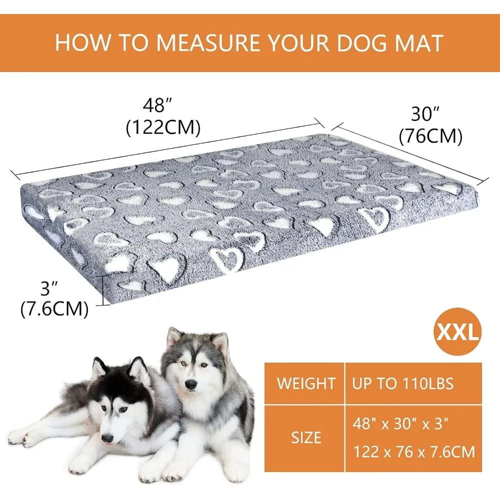 Dog Crate Mat Reversible Cool and Warm, Stylish Dog Bed for Crate with Waterproof Inner Linings