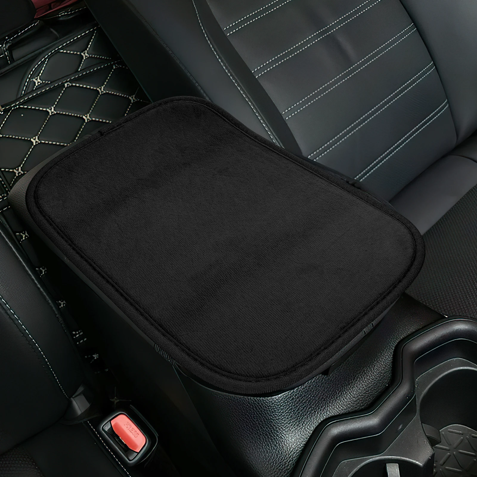 

Flannelette Car Armrest Cover Anti Skid Center Console Pad Elastic Band Easy Install Comfortable Arm Rest Cushion Vehicle