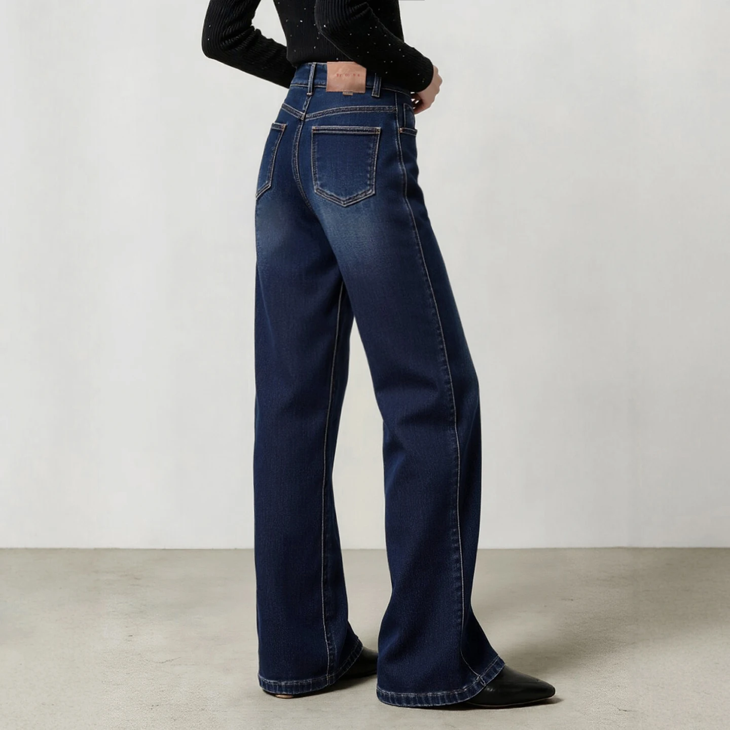 Amii Thick Jeans 2026 Winter New High Waist Brushed Lining Warm Women's Pants Vintage Washed Wide Leg Denim Trousers 12654055