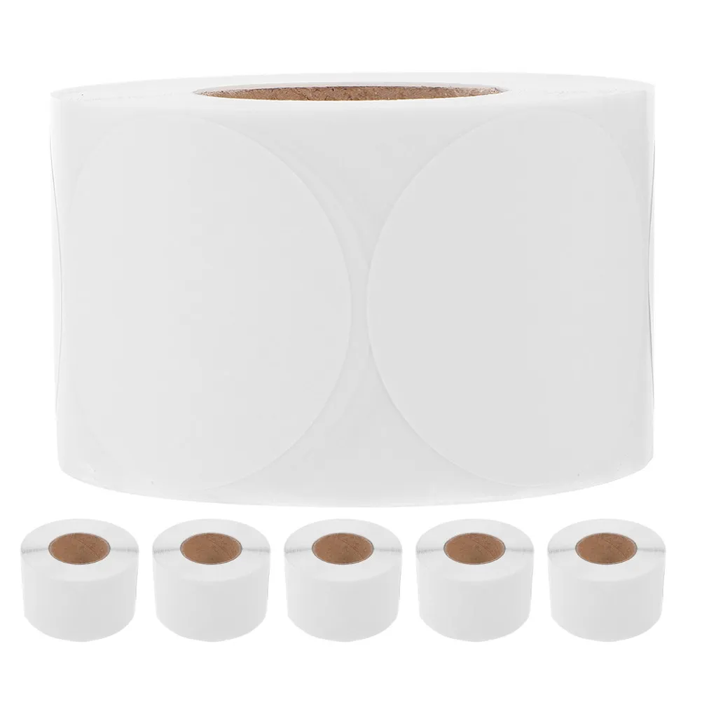 500Pcs White Sticky Labels Roll Self Adhesive Circle Sealing Dots Writable Round Packaging Labels for Mail Boxes