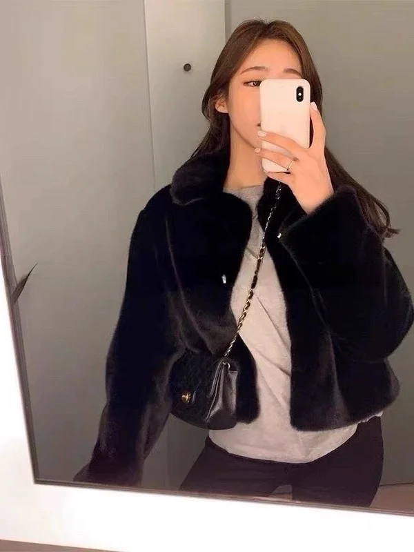 Chique Winterort Jas Dames Koreaanse Sle Loose Fit Warmte Faionable Fluffy Aosphere Sense Leeftijdsreductie Bovenkleding