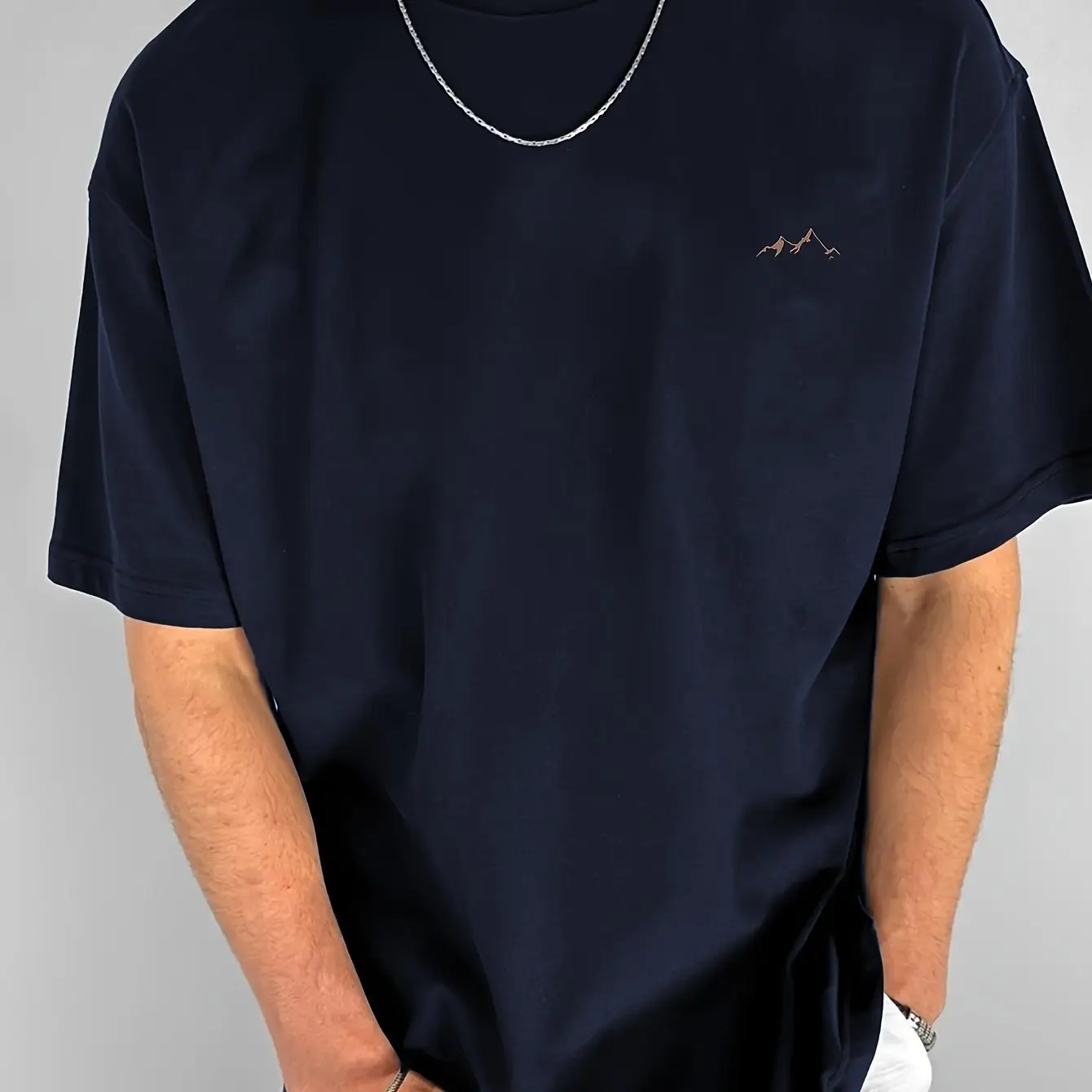 Heren zomer 100% katoen berg grafisch bedrukt mode sport en vrije tijd losse ronde hals korte mouw T-shirt top