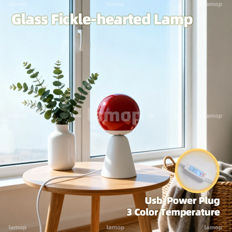 Glass Spherical‑Ball Shade Table Lamp Campus‑Relaxed 3 Tone Gentle Halo Dorm Shelf Decor