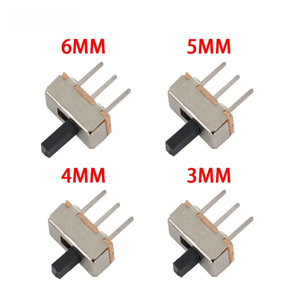 20Pcs SS12D00 Interruptor on-off mini Slide Switch 3pin 1P2T 2 Position High quality toggle switch Handle length:3MM/4MM/5MM/6MM