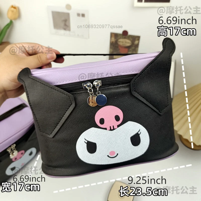 Cute Kuromi Large Makeup Bag, Y2k Sanrio Portable 3D Cartoon Beauty Cosmetic Storage Bags, Unique Waterproof Portable Toilet Bag