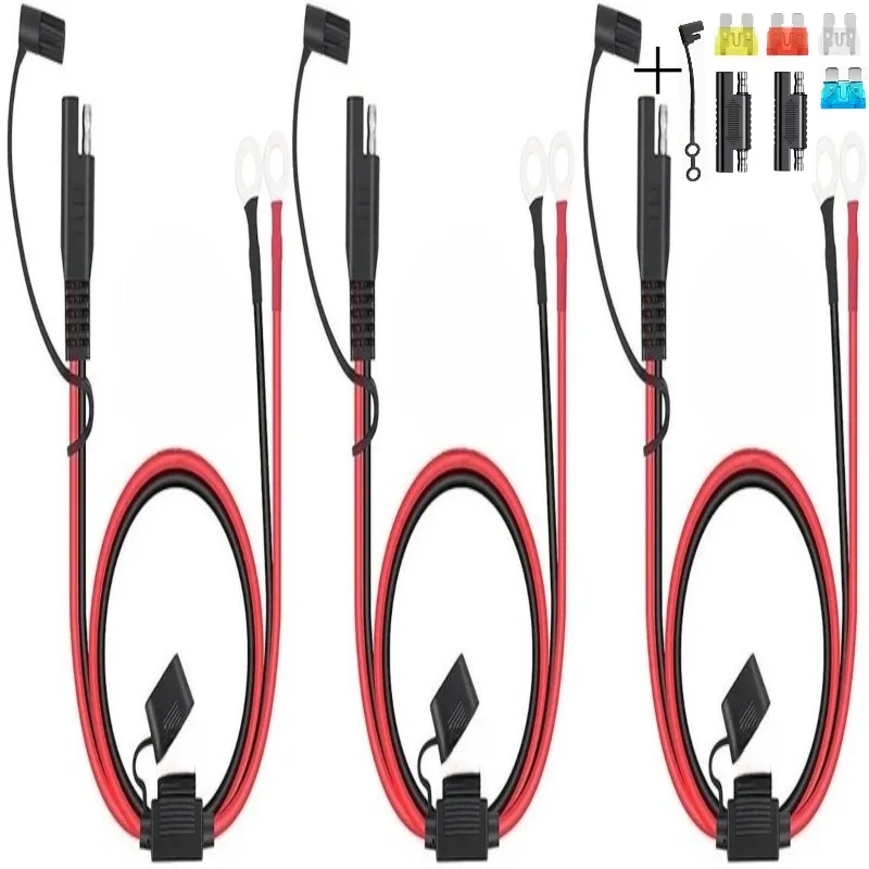 12AWG Car Battery Charging Fuse Seat Source Terminal To SAE 12V Female Pump Plug Truck Modification Charger Cable For Motorcycle