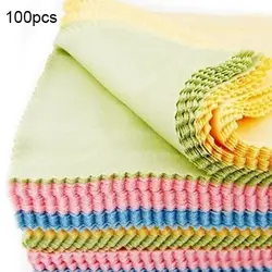 100Pcs Microfiber Glasses Cleaning Cloth Solid Color Screen Camera Lens Glasses Square Cleaning Cloth Eyeglasses Lens Clothes