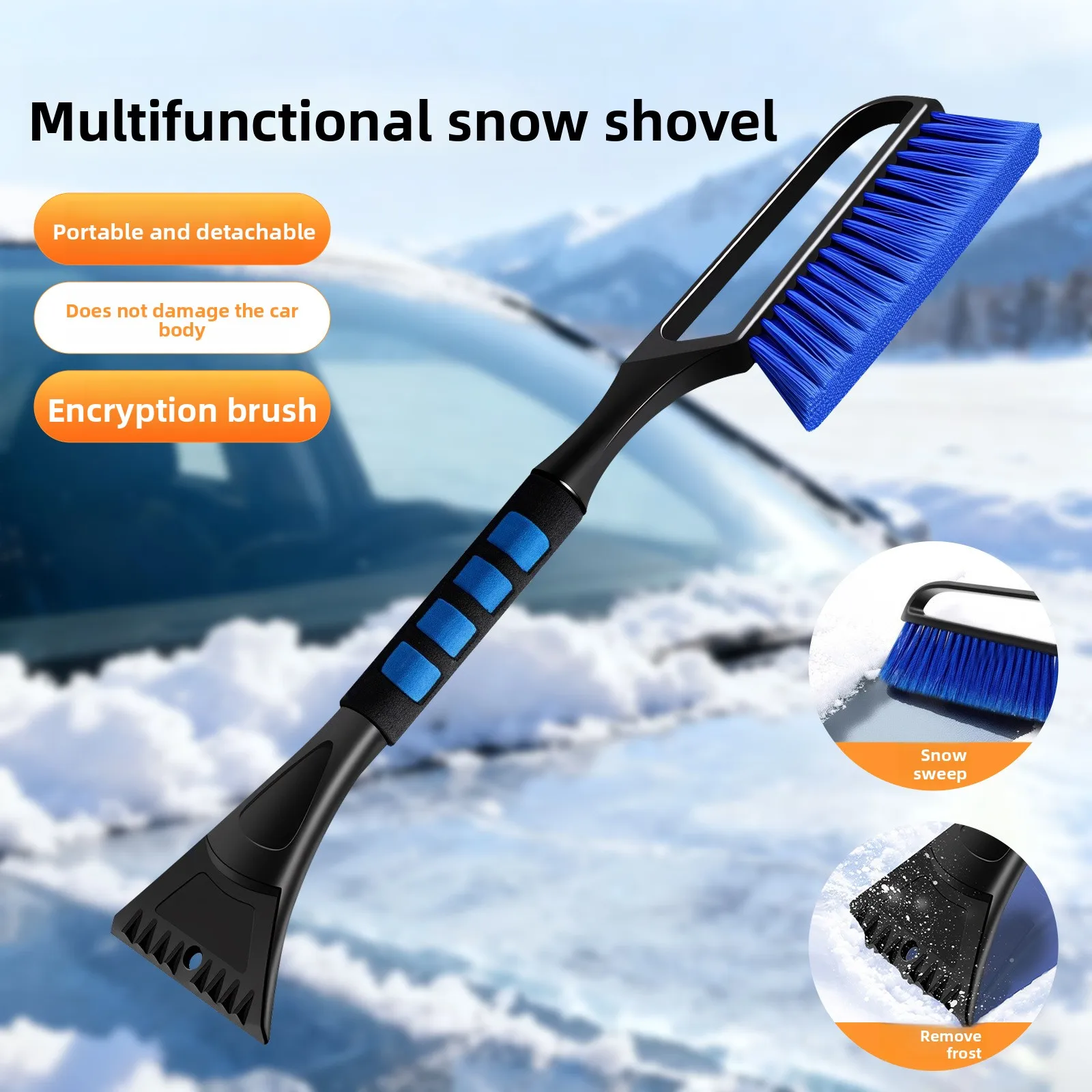 Car Windshield Snow Ice Scraper Brush Shovel Winter Cleaning Tool for Vehicle Windscreen Snow Removal Scraping Brush