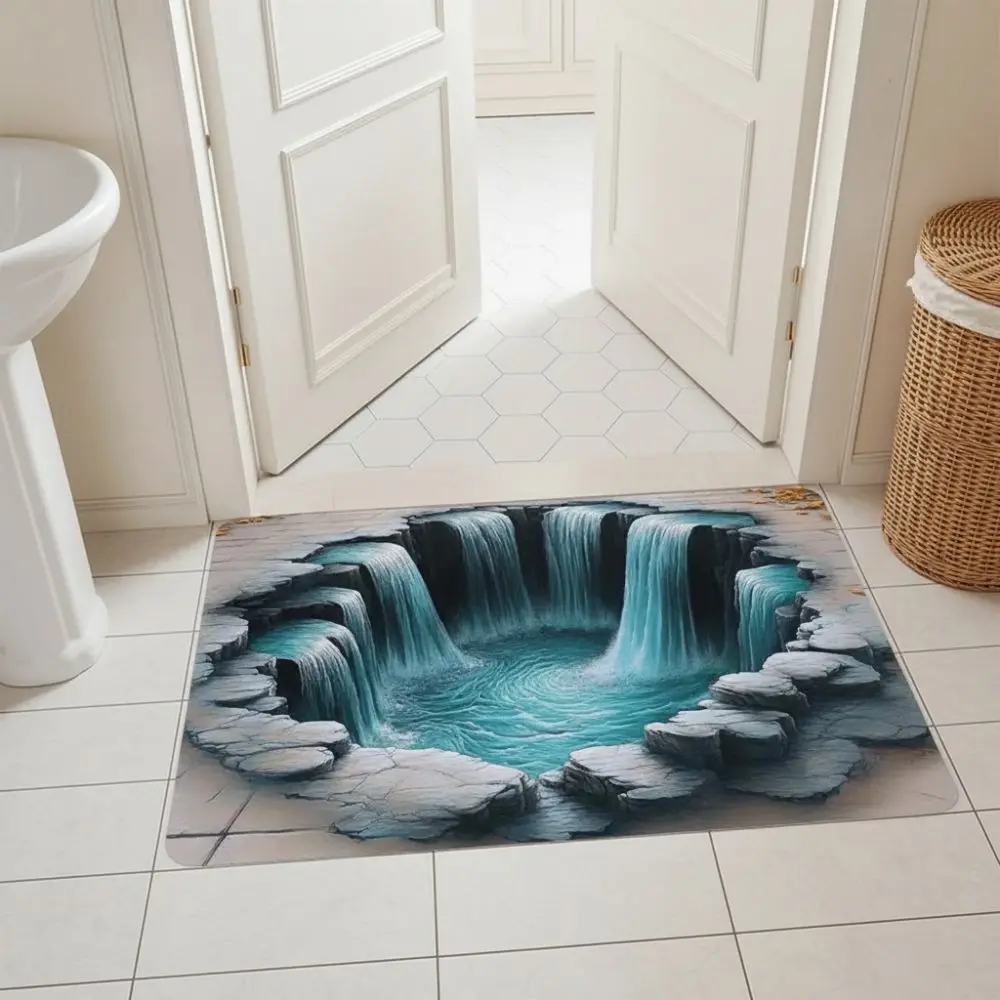 Creativity 2D Flat Optical Illusion Doormat Non-slip Stain-resistant Bathroom Carpet Easy To Clean Durable Bedroom Door Rug Home