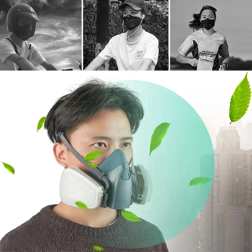 7 em 1 terno 7501 7502 7503 máscara de gás industrial com filtro 6001 respirador químico para spray de tinta e proteção contra vapor orgânico