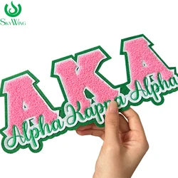 Embroidered Iron On Patch for Pretty Girl's Jacket, University Alpha Kappa Alpha Sorority, Greek Letter, AKA