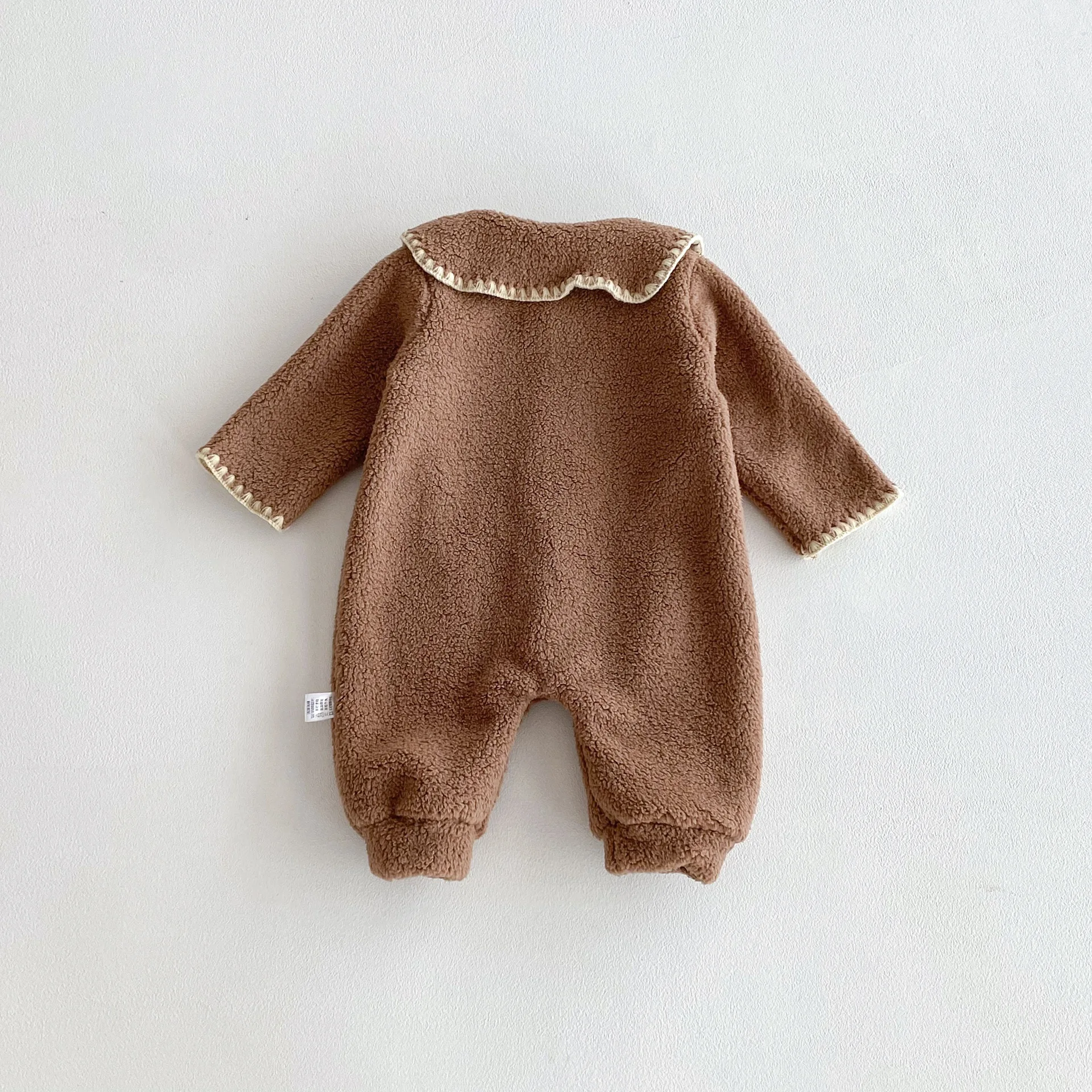 ZOETOPKID Winter-Strampler für Babys mit Revers und Fleece-Futter, langärmelig, für Jungen und Mädchen, Plüsch-Overall mit langen Ärmeln. – Detail 15