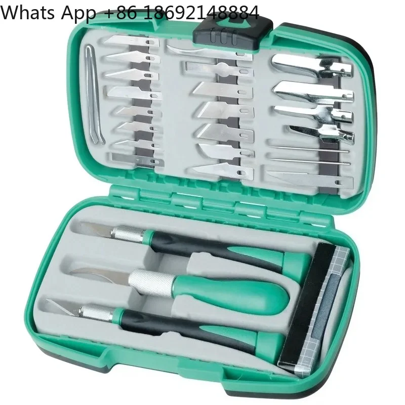 For PD-395A 30-Piece Rubber Engraving Paper Carving Knife Set for Mobile Phone Film Cutting and Pen Knife