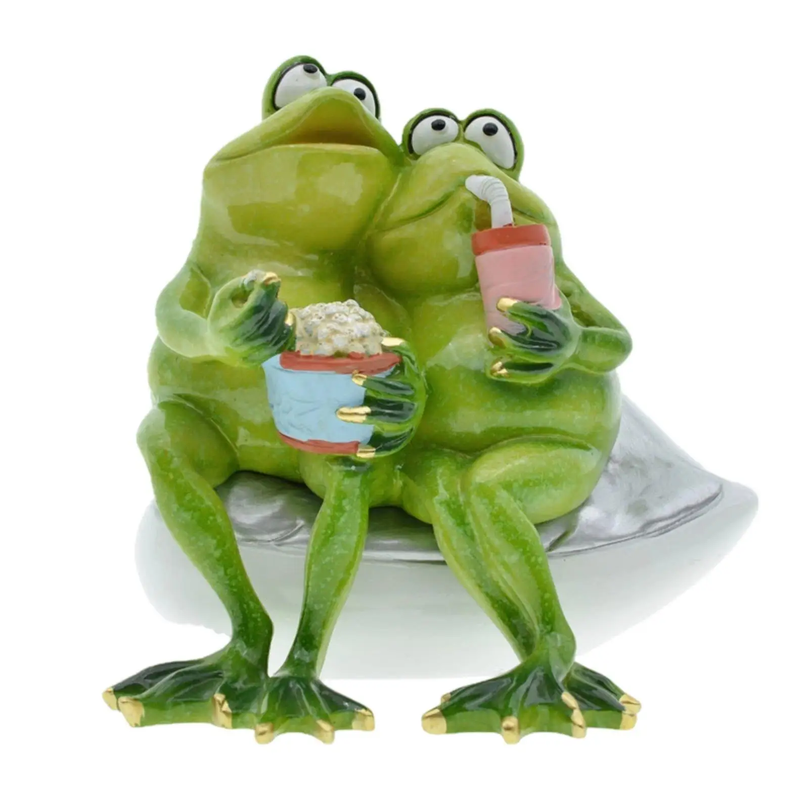 Cute Frog Figurines for Decoration Hand Painted Resin Statues for Shelf Mantel Display